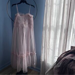Anthropologie Pink Sheer Maxi Dress